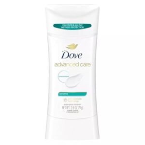 Dove Deodorant 2.6 Ounce Anti-Perspirant Sensitive Stick, 3 Pack, Unscented