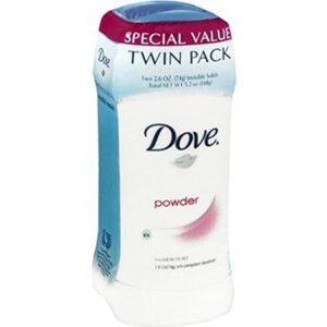 Dove Antiperspirant Deodorant, Powder, Twin Pack (4 Count of 2.6 Ounce Each), 10.4 Ounce