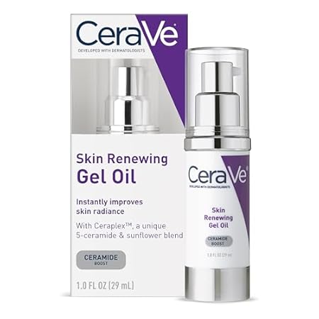 CeraVe Skin Renewing Gel Oil, Daily Hydrating Serum For Face With CeraPlex & Hyaluronic Acid, Gel Moisturizer For Face Hydrates & Smooths Skin, Non-Greasy, Fragrance Free & Non-Comedogenic, 1 Ounce