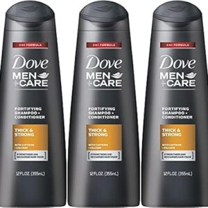 Dove Men + Care Thick and Strong Fortifying 2-in-1 Shampoo + Conditioner, 12 Ounce (Pack of 3)