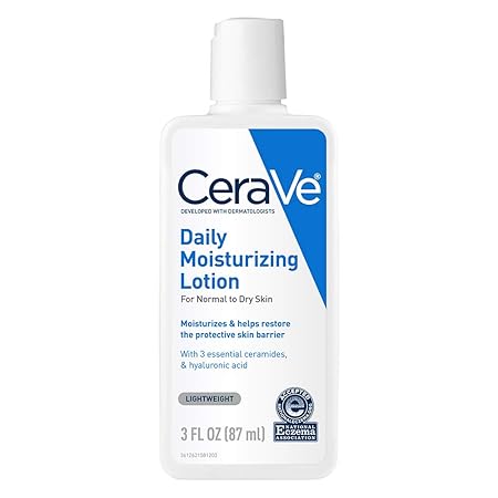CeraVe Daily Moisturizing Lotion | 3 Ounce | Face & Body Lotion for Dry Skin with Hyaluronic Acid | Packaging May Vary