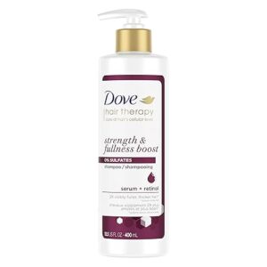 Dove Hair Therapy Shampoo For Thin, Fine Hair Strength and Fullness Boost Sulfate Free Shampoo for 2X Visibly Fuller, Thicker Hair 13.5 oz
