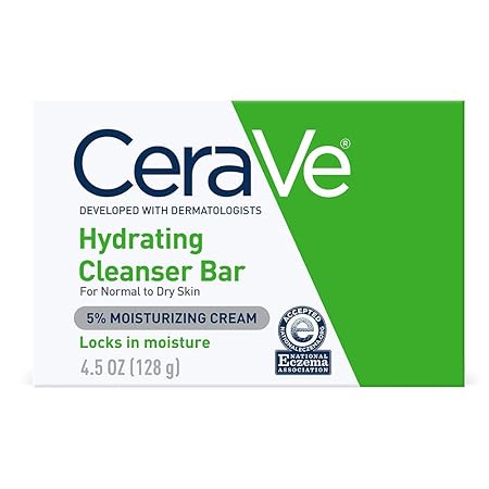 CeraVe Hydrating Cleanser Bar | 4.5 Ounce | Soap-Free Body and Face Cleanser Bar | Fragrance Free and Non-Irritating (Pack of 5)