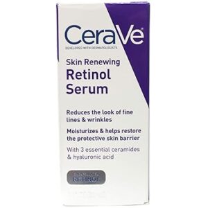 CeraVe Anti Aging Retinol Serum | Cream Serum for Smoothing Fine Lines and Skin Brightening | With Retinol, Hyaluronic Acid, Niacinamide, and Ceramides | 1 Ounce