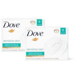 Dove Beauty Bar Gently Cleanses and Nourishes Sensitive Skin Effectively Washes Away Bacteria While Nourishing Your Skin 3.75 oz 16 Bars