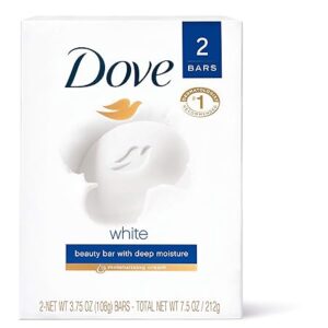 Dove Beauty Bar More Moisturizing than Bar Soap White Effectively Washes Away Bacteria While Nourishing Your Skin 3.75 oz 2 Bars