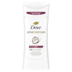 Dove Advanced Care Antiperspirant Deodorant Stick Caring Coconut for Helping Repair Skin Barrier After Shaving, with 72-Hour Sweat & Odor Protection, 2.6 oz