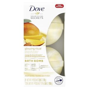 Dove Nourishing Secrets Bath Bombs Scented to Pamper & Indulge Mango & Almond Bath Bomb Set Leaves Skin Feeling Soft & Smooth 2.8 Oz 2 Count
