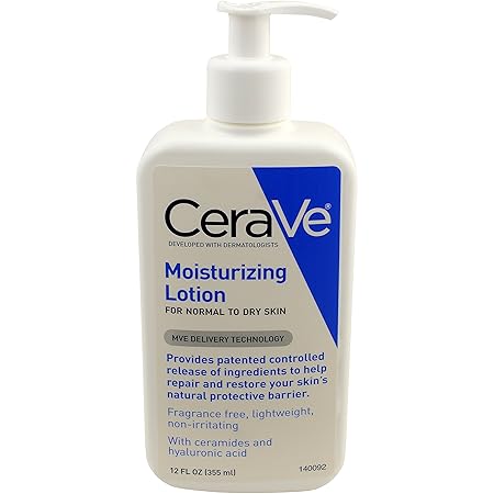 CeraVe Daily Moisturizing Lotion | 12 Ounce | Face & Body Lotion for Dry Skin with Hyaluronic Acid | Fragrance Free