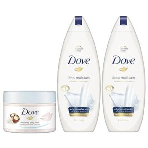 Dove Body Wash and Body Polish, Exfoliate and Deep Moisture 3 count