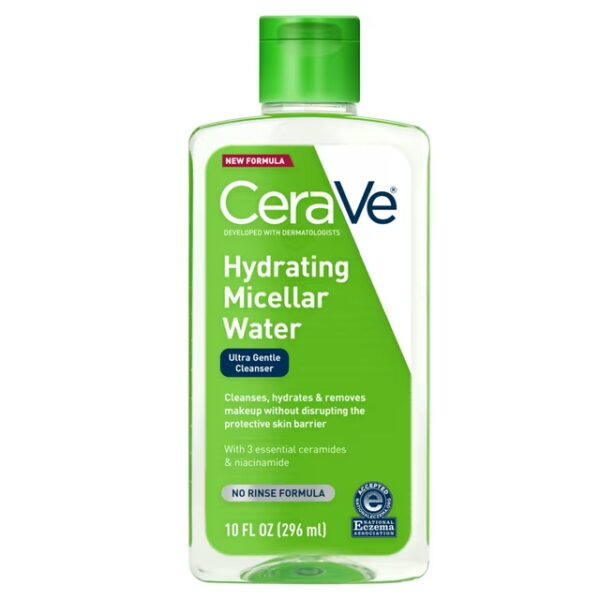 CeraVe Hydrating Micellar Water Facial Cleanser & Eye Makeup Remover, 10 fl oz